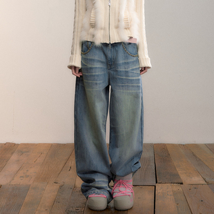 PITTI 新款 牛仔裤 2025冬季 官方授权 重磅水洗设计感直筒阔腿裤 VIA