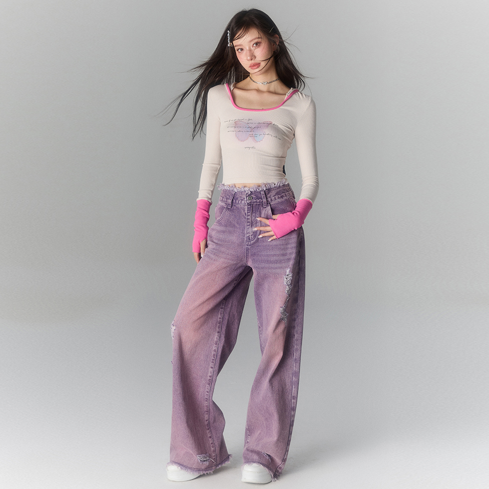 ViaPitti长裤直筒宽松牛仔裤