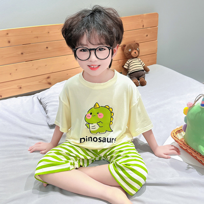 儿童睡衣夏季新款莫代尔薄款男女童空调房夏天卡通中小宝宝家居服