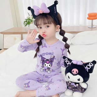 儿童无骨280克羊毛拉架棉秋衣秋裤套装睡衣女童磨毛宝宝家居服新