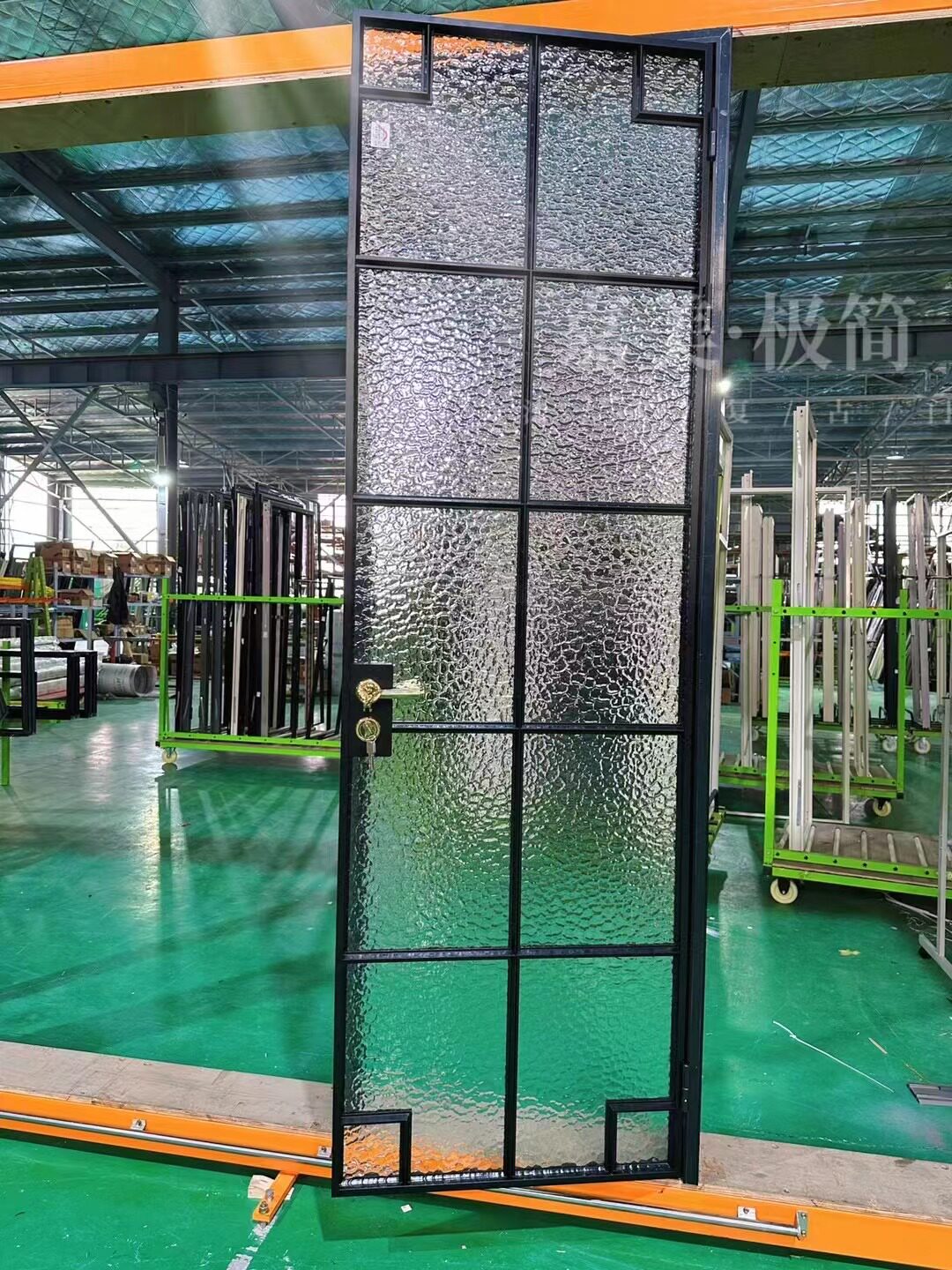 厂家定制法式复古门极窄格条银波纹对开门玻璃隔断玄关隔断推拉门