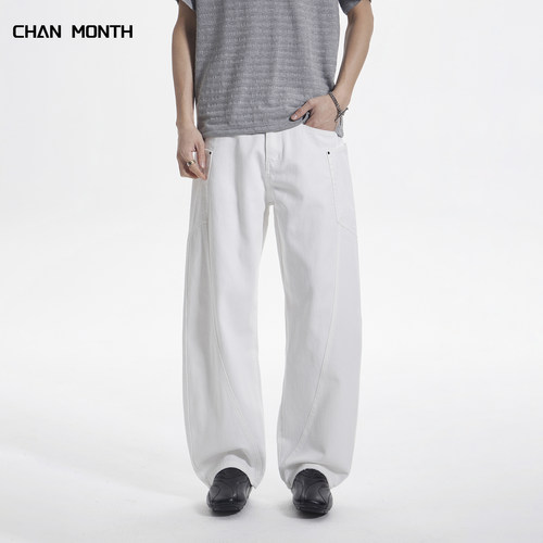 CHANMONTH美式夏季弯刀牛仔裤男