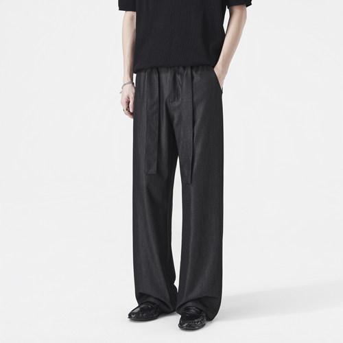 CHANMONTH美式黑色垂感休闲裤男