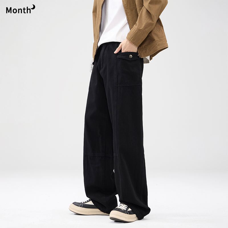 CHANMONTH日系潮牌黑色牛仔裤