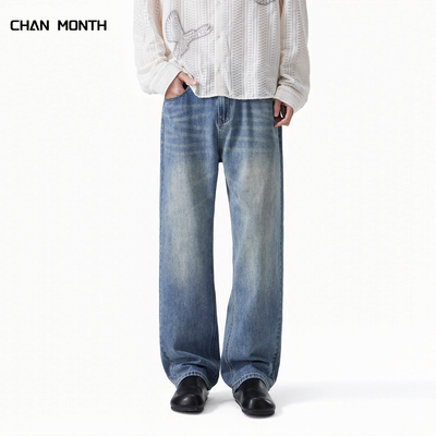 CHANMONTH美式复古水洗牛仔裤男