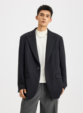 CHAN MONTH痞帅西装外套男秋季新潮牌高级感黑色正装宽松休闲西服