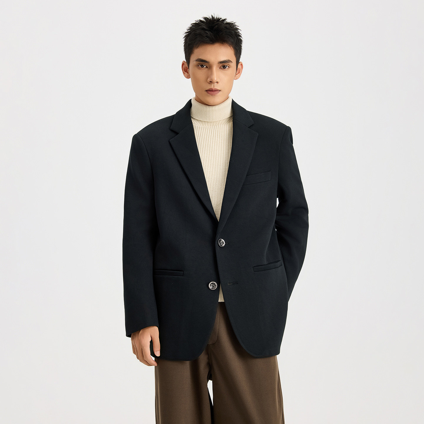 CHAN MONTH美式复古黑色休闲西服男秋季潮牌正装宽松西装外套,男装,休闲西服,淘宝优惠券,粉丝福利购,淘宝优惠卷