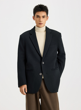 CHAN MONTH美式复古黑色休闲西服男秋季潮牌正装宽松西装外套