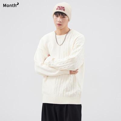 CHANMONTH秋冬潮牌纯色圆领毛衣