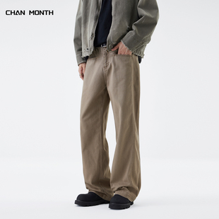 CHAN MONTH美式复古酵磨休闲裤子秋季潮牌阔腿直筒工装裤子男