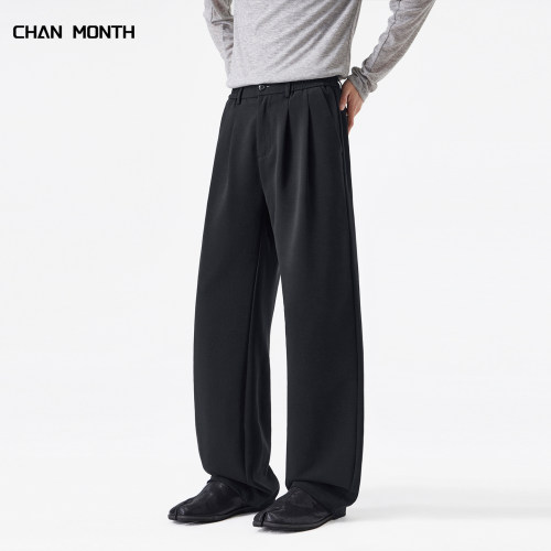 CHANMONTH春季黑色休闲西裤男