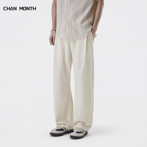 CHANMONTH春夏纯棉垂感休闲裤男