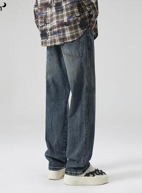 CHAN MONTH美式潮牌怀旧宽松显瘦水洗2024新款百搭阔腿裤舒适直筒