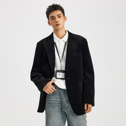 CHANMONTH美式复古黑色休闲西服