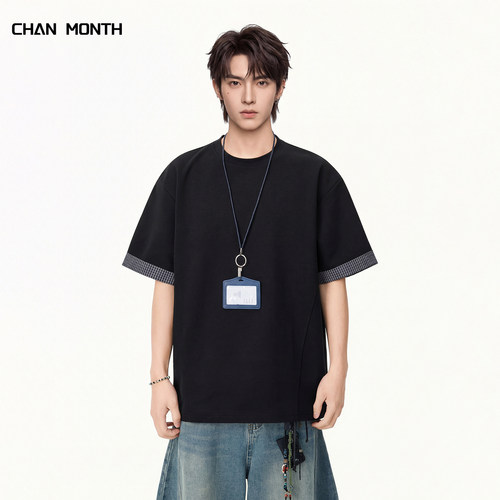 CHANMONTH夏季黑色短袖T恤男