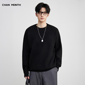 CHAN 潮牌高品质气质针织衫 MONTH美式 复古纯色圆领毛衣男秋冬季