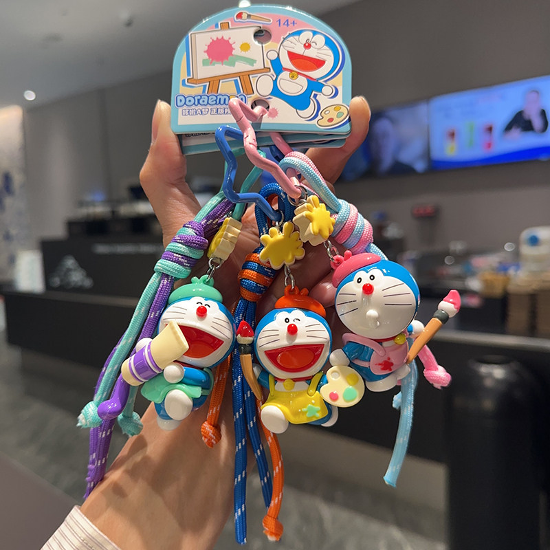 新品动漫叮当猫正版哆啦A梦画家miu系公仔钥匙扣可爱机器猫小挂件