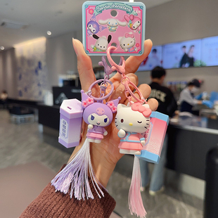 新品卡通正版三丽鸥HelloKitty凯蒂猫幸运签筒流苏钥匙扣包包挂件