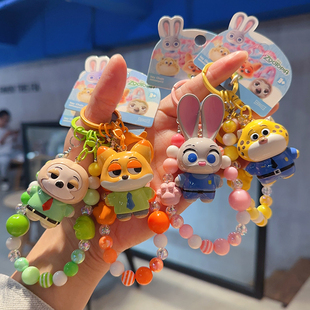 新品 疯狂动物城兔朱迪狐尼克亮油耐脏钥匙扣可爱挂件 创意动漫正版