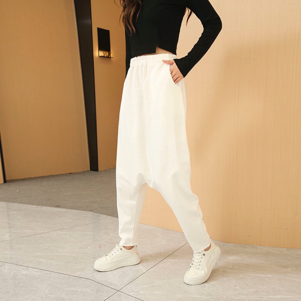 允格新款秋冬纯色休闲裤女时尚宽松哈伦裤垮裤大裆裤小脚女长裤