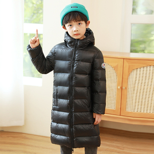 反季男童女童儿童羽绒服长款加长加厚修身2025冬季中大童外套百搭
