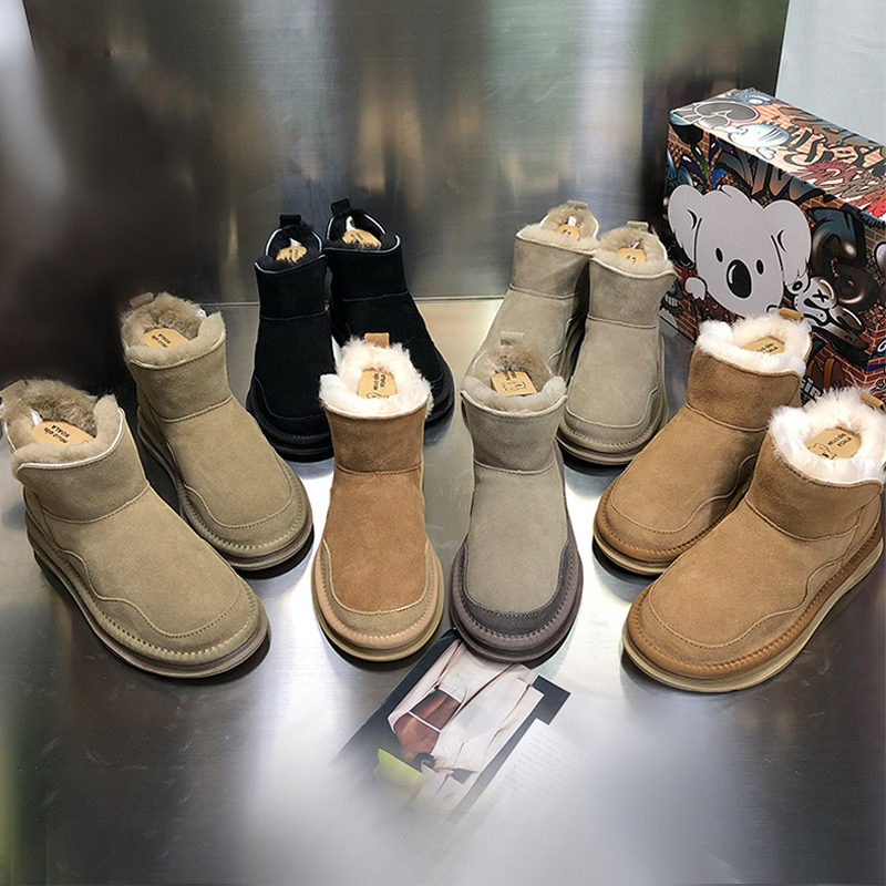 考拉小熊新款雪地鞋加绒加厚磨砂