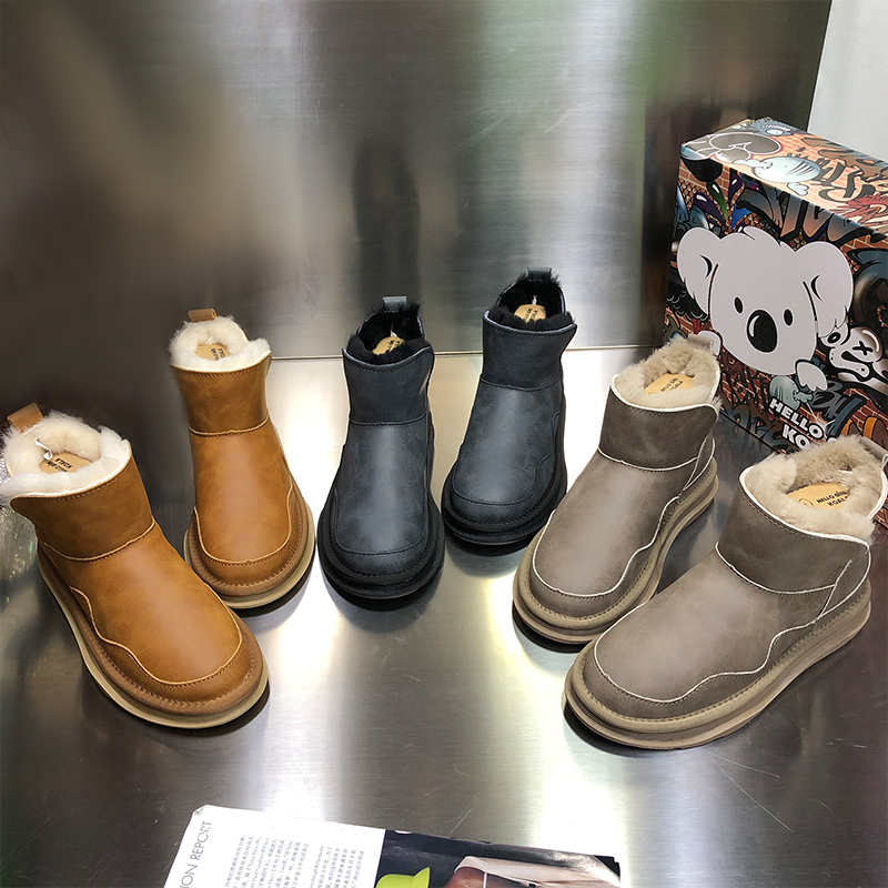 2022年油蜡皮棉靴加绒加厚冬季