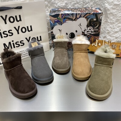 考拉小熊秋冬新款短筒拉链雪地靴