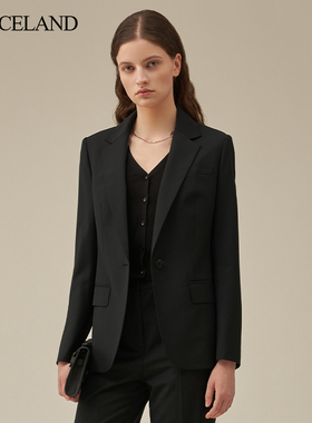 三石一澜精仿羊毛西装外套女简约通勤风职场百搭西服SH15101070