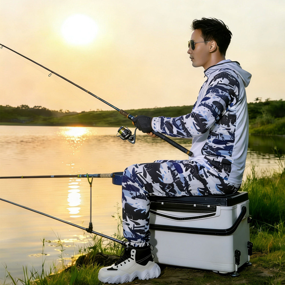 钓鱼服防晒衣男款垂钓裤竹炭透气防蚊迷彩冰丝户外速干钓鱼服套装