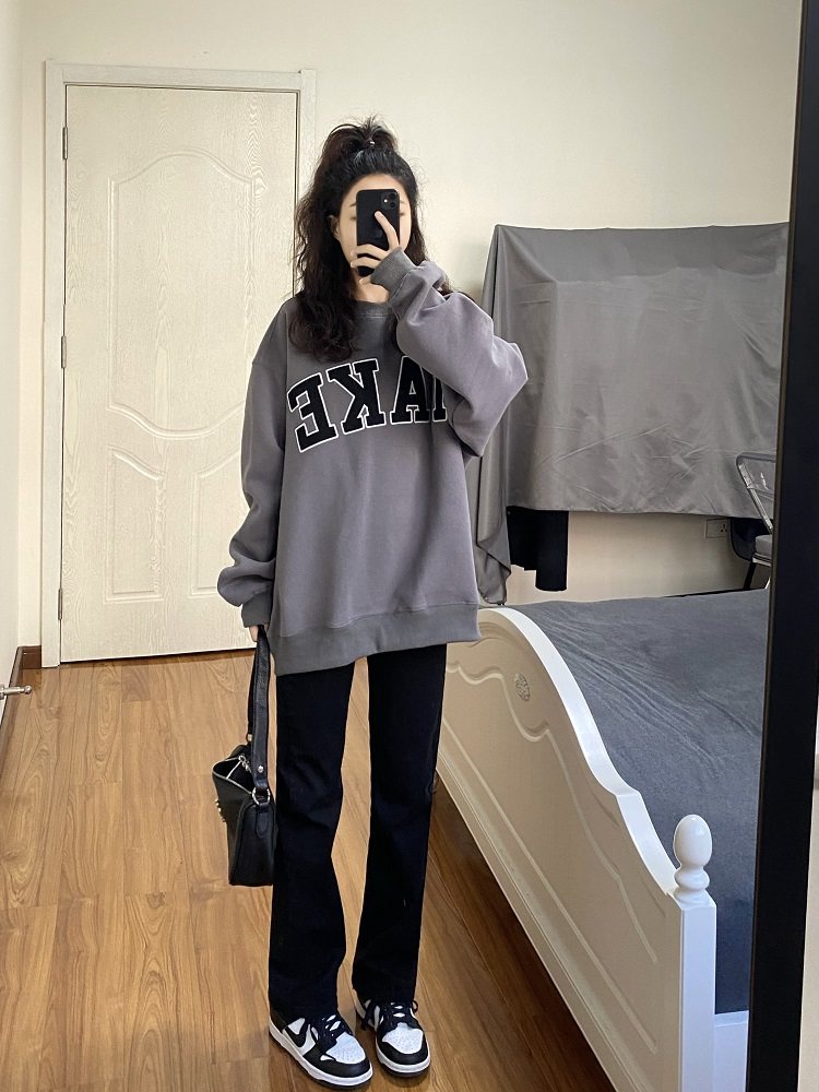 TC STORE TAKE CHANCES国潮牌冬季麂皮刺绣圆领加绒卫衣男女情侣