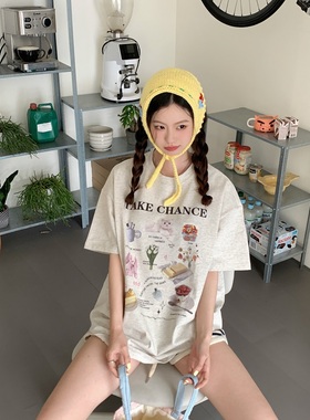 TC STORE TAKE CHANCES美式趣味可爱印花潮牌宽松圆领T恤短袖男