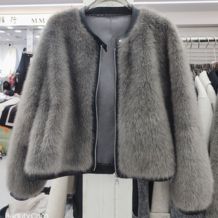 时尚 爆款 年轻仿貂绒皮草 拉链外套女冬2025新款 小香风皮毛一体短款