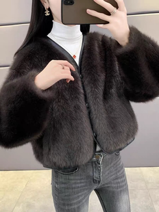 小香风毛绒外套女秋冬2025新款气质高级感水貂绒皮毛一体短款上衣