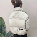 时尚 新款 休闲宽松面包服加厚保暖外套 白鸭绒羽绒服女2025冬季 短款