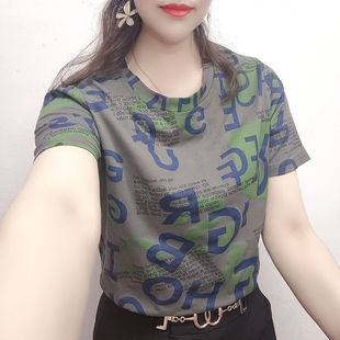 加大码遮肚子显瘦上衣女2026夏装新款胖mm休闲宽松纯棉短袖t恤女