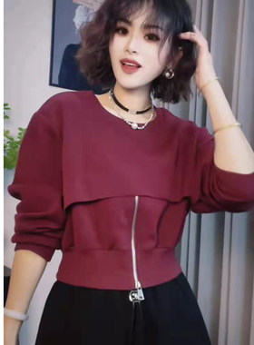 休闲时尚卫衣套头女春款新款韩版时尚洋气减龄短款收腰显瘦运动服
