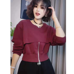 休闲时尚卫衣套头女春款新款韩版时尚洋气减龄短款收腰显瘦运动服