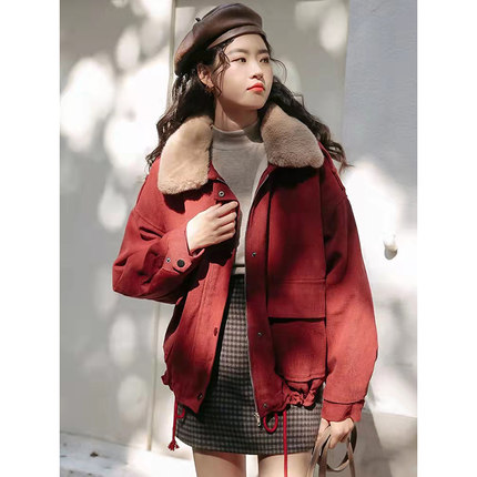 欧货加绒加厚派克棉服女2024冬季外套短款小个子宽松减龄毛领棉衣