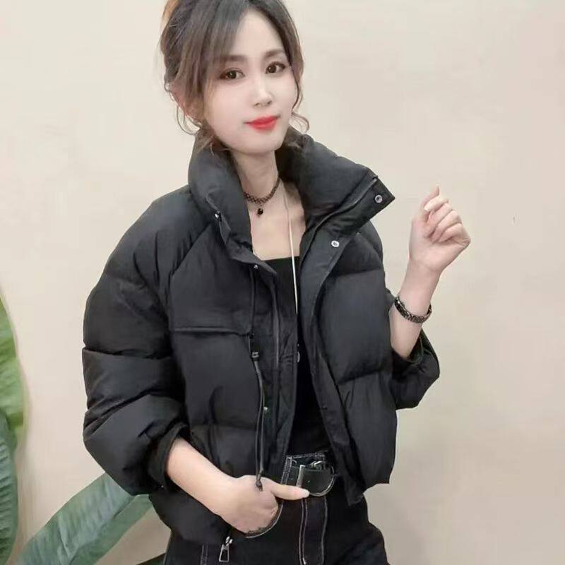 黑色正品高端白鸭绒短款羽绒服女韩版宽松显瘦立领加厚保暖时尚