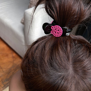 糖果哥特 浮雕梵文十字架彩色马卡龙色高马尾发饰翘马尾发夹 新款