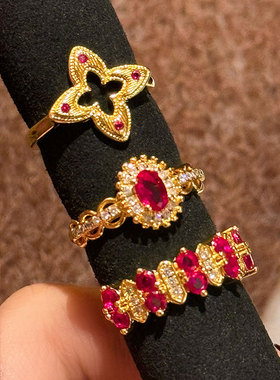 簪花阁◆红宝石开口可调节戒指女