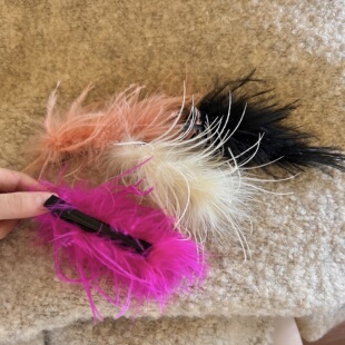 纯欲魅影 鸵鸟毛女发饰温柔甜美羽毛造型边夹刘海夹头发夹子头饰