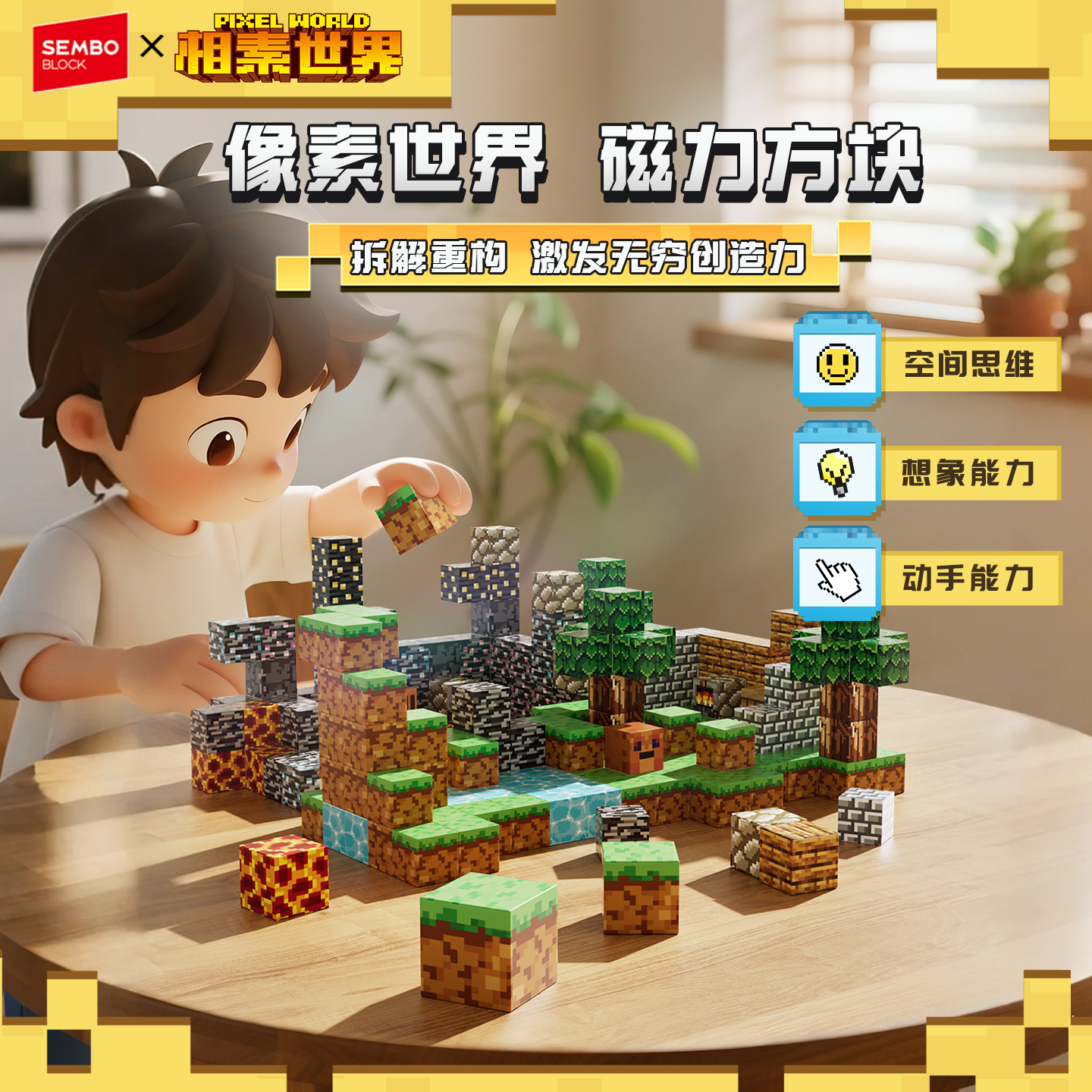森宝积木我的相素世界磁力方块益智玩具磁吸大颗粒益智节日礼物 - 森宝积木旗舰店