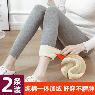 薄绒打底裤女外穿秋冬款高腰弹力大码紧身裤贴身一体加绒保暖长裤
