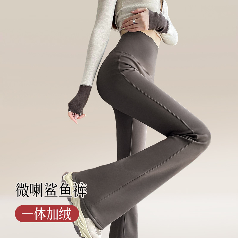 加绒微喇鲨鱼裤女外穿秋冬加厚高腰显瘦弹力保暖新比瑜伽打底长裤