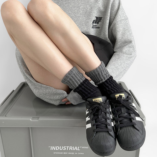 塔以秋冬纯棉中筒袜灰色长袜