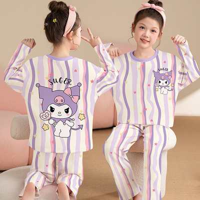 纯棉空调学生女孩睡衣女童家居服