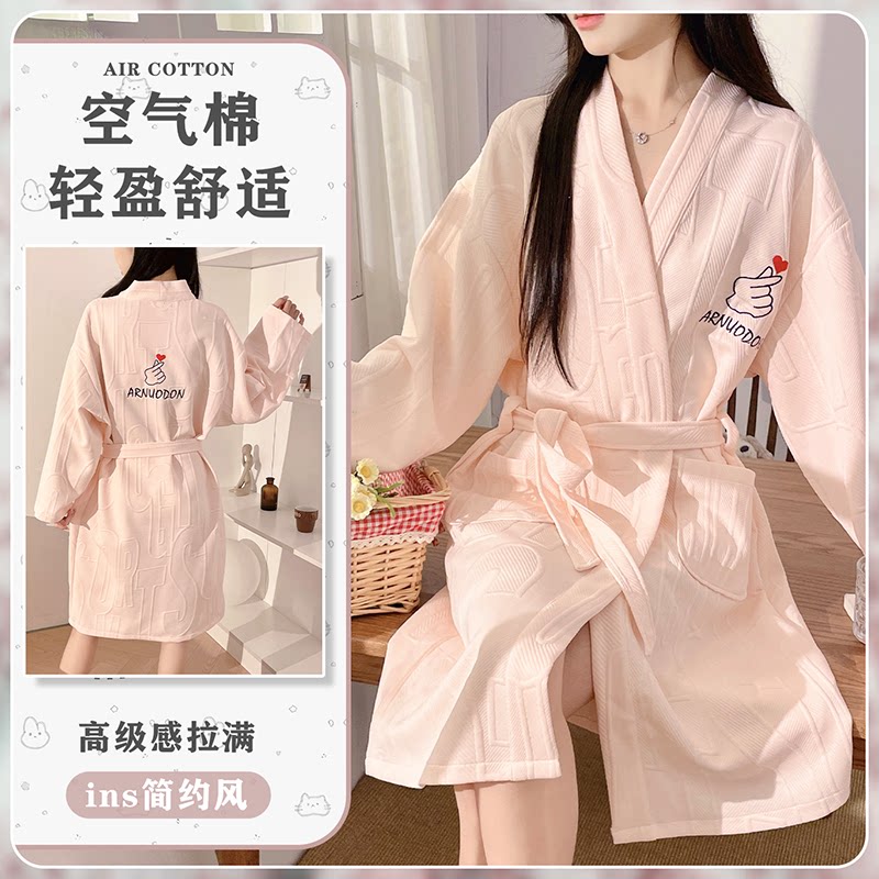 韩版高颜值女款浴袍空气棉夹层睡衣2026新款秋冬季简约睡袍家居服