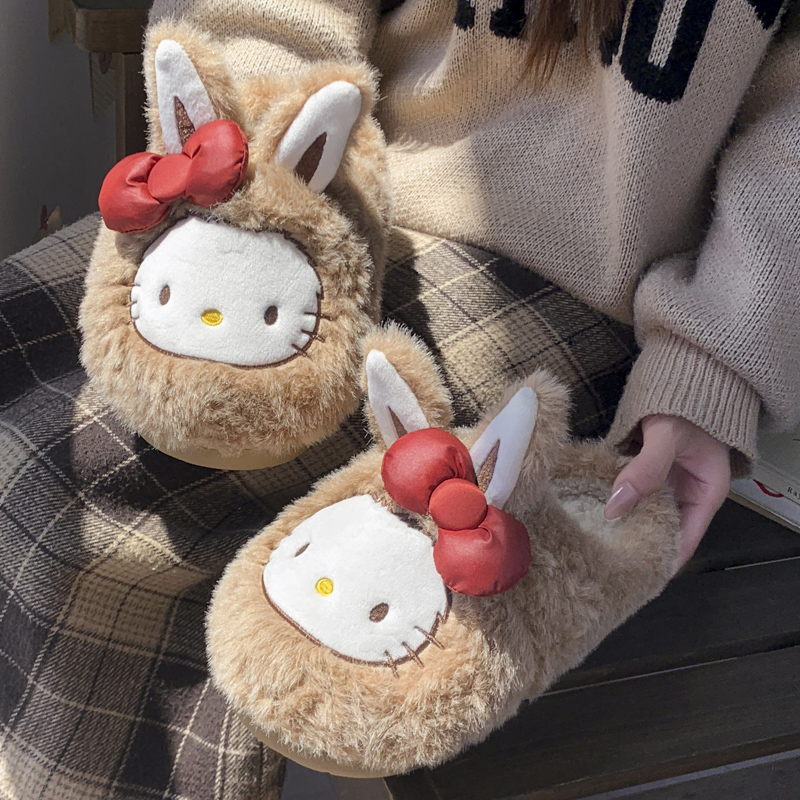 新款可爱猫2025冬季女生棉拖鞋毛绒绒柔软舒适棉拖居家可外穿百搭